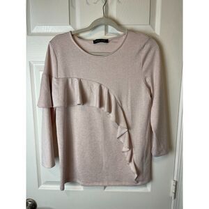 Ivanka Trump Pink Metallic Ruffle Top – Size M